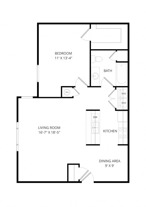 a floor plan of a house with a bedroom and a living room